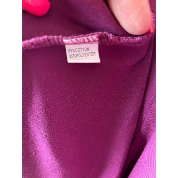 Manydress V-Neck Faux Wrap Pockets Stretch Casual Midi Dress in Purple Size XL‎ - Picture 4 of 10